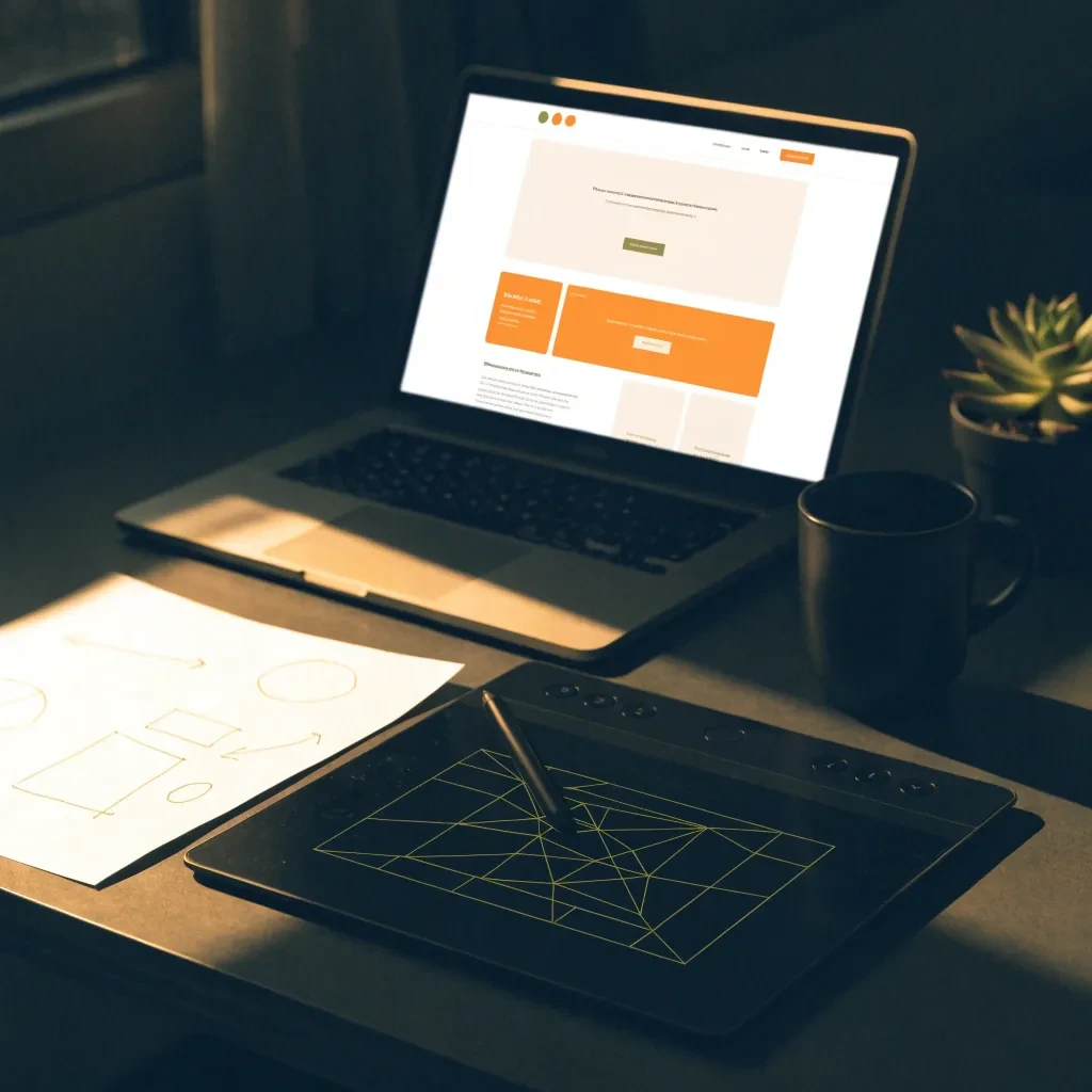 Grafický tablet so stylusom a finálny web dizajn — tvorba web stránok Levice